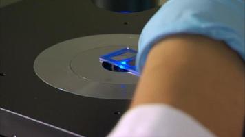 A microscope slide in the lab video