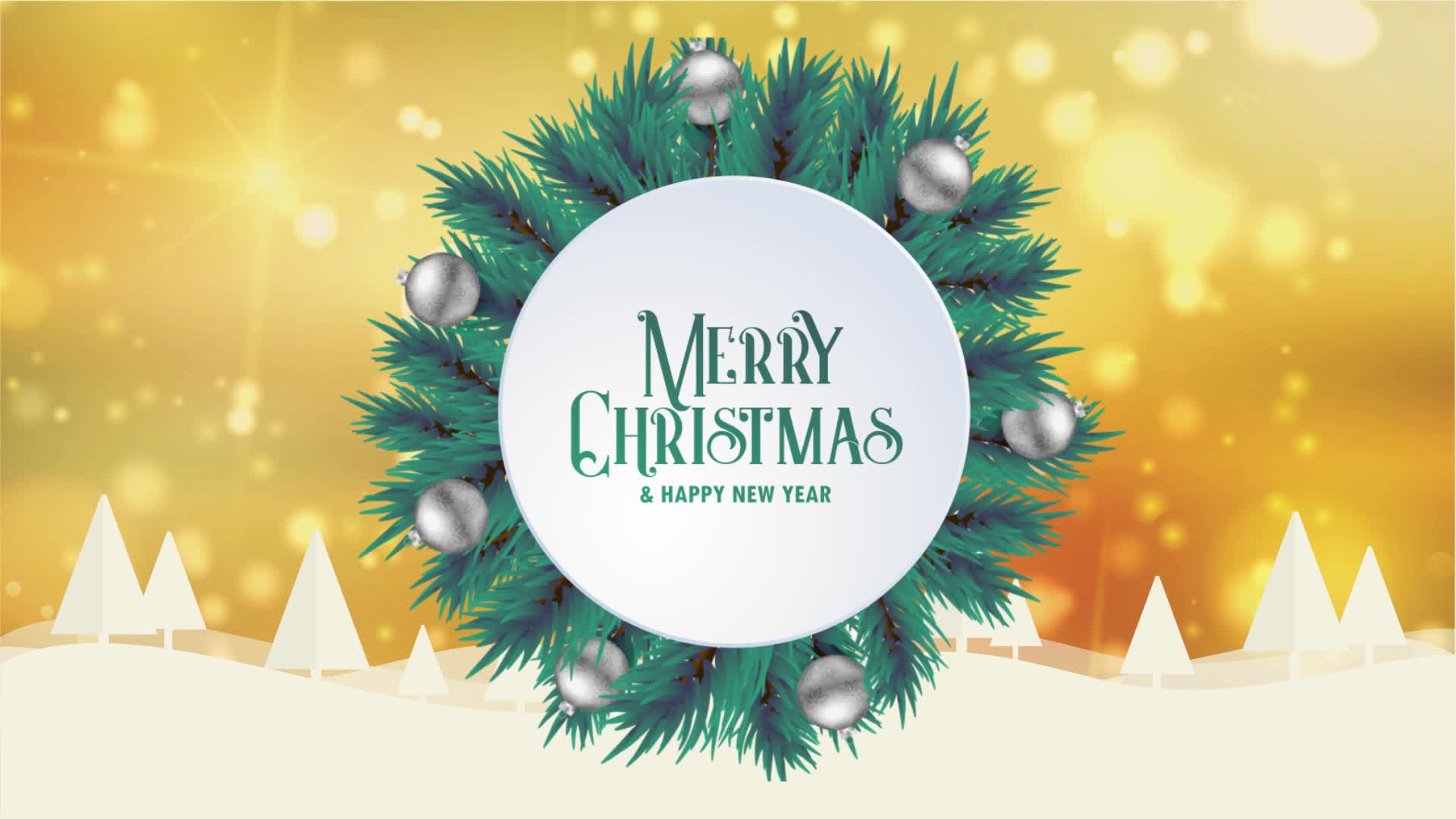Merry Christmas greeting card animation golden bokeh background trees snow  1795051 Stock Video at Vecteezy