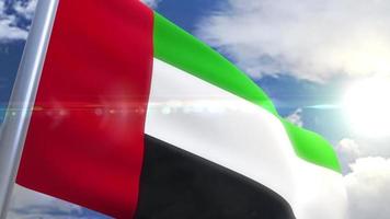 agitant le drapeau des émirats arabes unis animation video