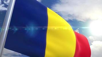 Waving flag of Romania Animation video