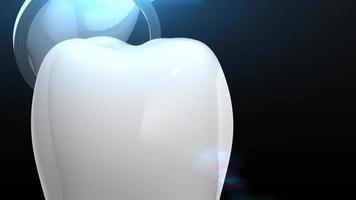 dente e ferramenta odontológica em animação 3D com fundo preto video