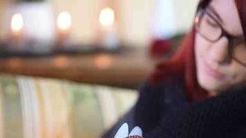 Valentine Gift. Young Girl reading a valentines greeting card video