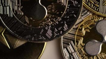 Rotating shot of Bitcoins digital cryptocurrency - BITCOIN MIXED 055 video