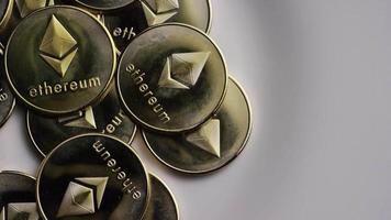 Rotating shot of Ethereum Bitcoins digital cryptocurrency - BITCOIN ETHEREUM 0028 video