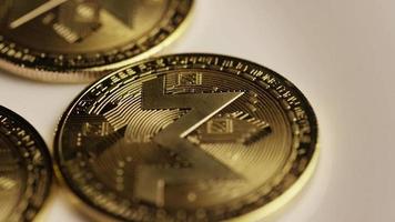 Rotating shot of Bitcoins (digital cryptocurrency) - BITCOIN MONERO 024