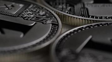 Rotating shot of Litecoin Bitcoins digital cryptocurrency - BITCOIN LITECOIN 0127 video
