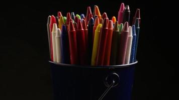 Rotating shot of color wax crayons for drawing and crafts - CRAYONS 013