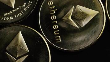 Rotating shot of Bitcoins digital cryptocurrency - BITCOIN ETHEREUM 107 video
