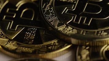 Rotating shot of Bitcoins digital cryptocurrency - BITCOIN 0311 video
