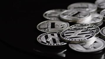 Rotating shot of Bitcoins digital cryptocurrency - BITCOIN LITECOIN 553 video