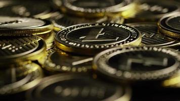 Rotating shot of Bitcoins (digital cryptocurrency) - BITCOIN LITECOIN 335 video