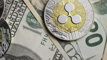 Rotating shot of Bitcoins digital cryptocurrency - BITCOIN RIPPLE 0226 video