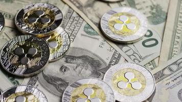 Rotating shot of Bitcoins digital cryptocurrency - BITCOIN RIPPLE 0234 video