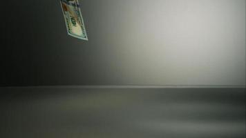 American $ 100 billetes cayendo sobre una superficie reflectante - Money Phantom 039 video