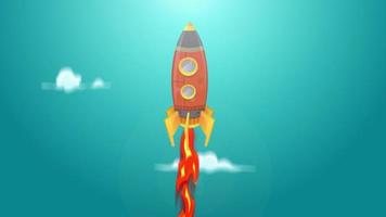 Rocket Ship Flying Through Space Animation Loop video