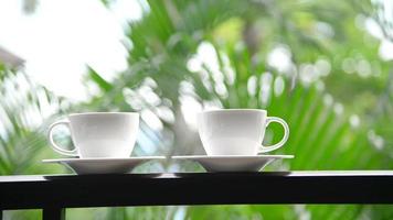 Coffee cup with outdoor view