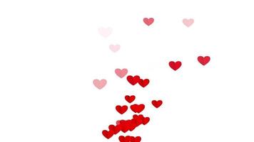 Floating up red hearts on white background seamless loop video
