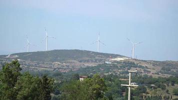 Wind turbines on a hill at Izmir Foca video