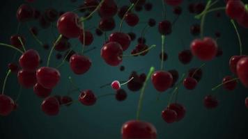 Falling Cherries Fruits Video 4K