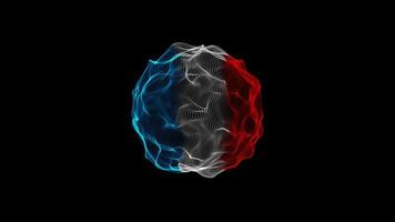 3D Modern Abstract French Flag Colors in Mesh Sphere video