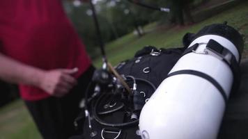 Diver getting gear ready video