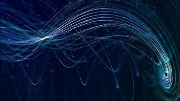 Loop of thin glowing lines forming waves undulating on 4K dark background video