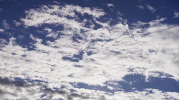 Time lapse of big group of altocumulus clouds moving from right to left on blue sky in 4K video