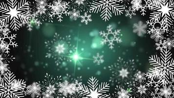beautiful snowflakes rotating on a green background lens flare bokeh video