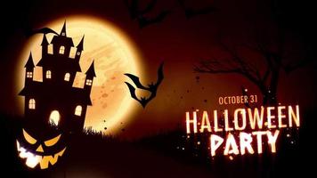 Halloween Party invitation animation of a spooky haunted house with Jack-o-lantern Halloween pumpkins video