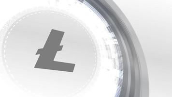 litecoin cryptocurrencyicon animatie witte digitale elementen technische achtergrond video