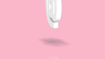 Symbole de courrier électronique en couleur blanche minimaliste sautant vers la caméra isolée sur fond rose pastel minimal simple