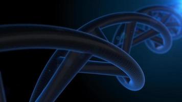animation de l'ADN bleu avec fond bleu bokeh video