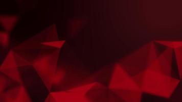 Abstract connected triangles on bright red background. Technology concept video