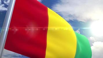 Waving flag of Guinea Animation video