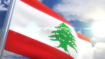 viftande flagga av Libanon animation video