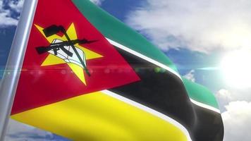 Waving flag of Mozambique Animation video