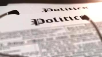 Brille mit Zeitung mit der Überschrift Politik auf einem Tisch video