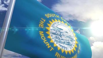 Waving flag of the state of South Dakota USA video