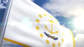 Ondeando la bandera del estado de Rhode Island, EE. video