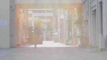Bearded Man Skating In The Alley With Carriage In Background video