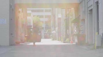 Bearded Man Skating In The Alley With Carriage In Background video