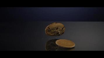 Falling cookies from above onto a reflective surface - COOKIES 234 video