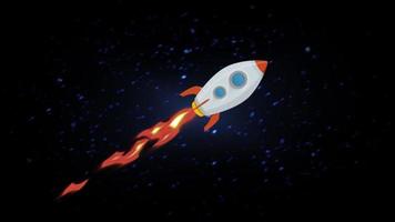 fusée volant à travers la boucle d'animation spatiale