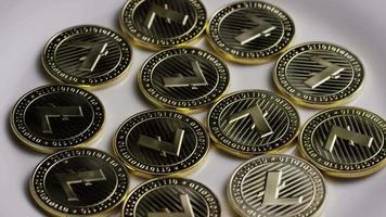 Rotating shot of Litecoin Bitcoins digital cryptocurrency - BITCOIN LITECOIN 0006 video