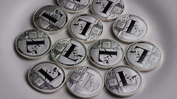 Rotating shot of Litecoin Bitcoins digital cryptocurrency - BITCOIN LITECOIN 0114 video