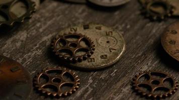 Rotating stock footage shot of antique and weathered watch faces - WATCH FACES 090 video