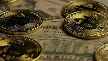 Rotating shot of Bitcoins digital cryptocurrency - BITCOIN 0194 video