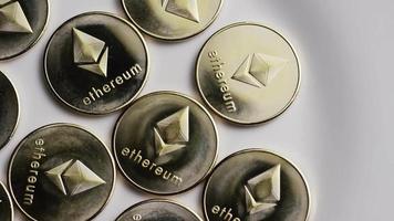 Rotating shot of Ethereum Bitcoins digital cryptocurrency - BITCOIN ETHEREUM 0002 video
