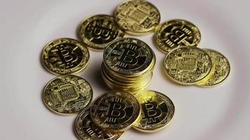 Rotating shot of Bitcoins digital cryptocurrency - BITCOIN 0425 video