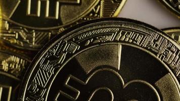 Rotating shot of Bitcoins digital cryptocurrency - BITCOIN 0294 video